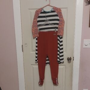 Matilda Jane Outfit 435 Tunic Dress Size 10 Dressy Leggings Size 12